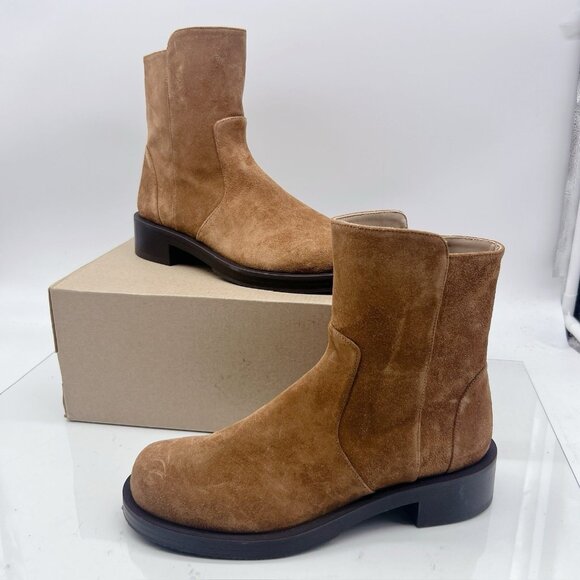 Stuart Weitzman Shoes - Stuart Weitzman 5050 Bold Zip Bootie Ankle Boots Brown Suede US 6 - Made SPAIN
